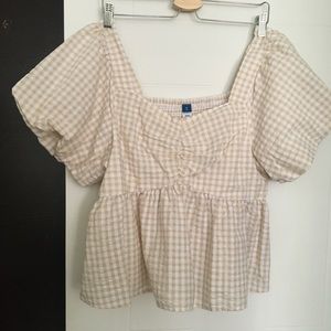 Old Navy Puff Sleeve Empire Waist Waffle Blouse